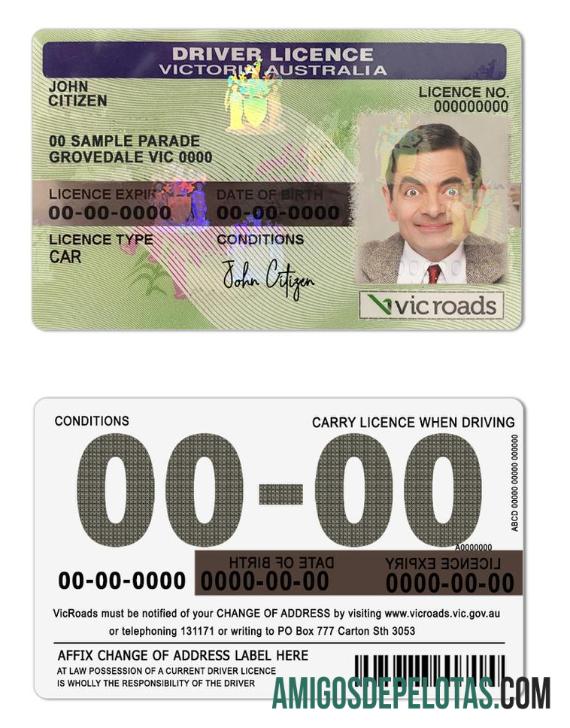 Carteira de motorista do estado de Victoria na Austrália baixar para verificação